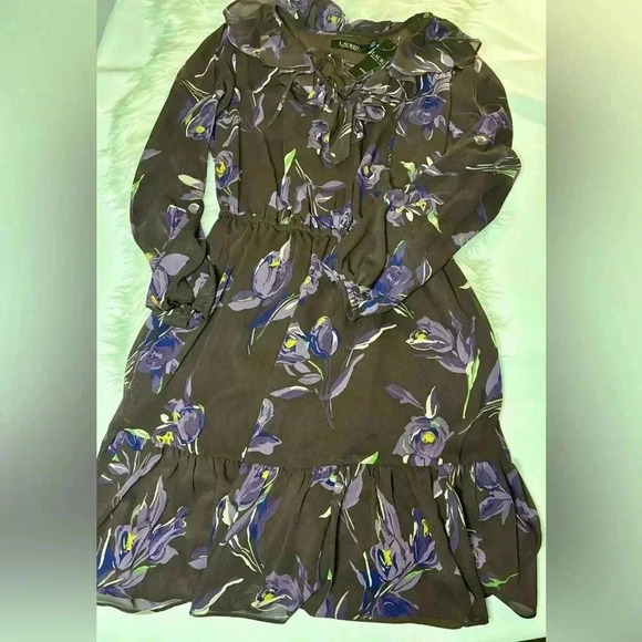 Lauren Ralph Lauren Women's Floral Ruffle-Trim Dress Size 6 Multicolor - Picture 7 of 7